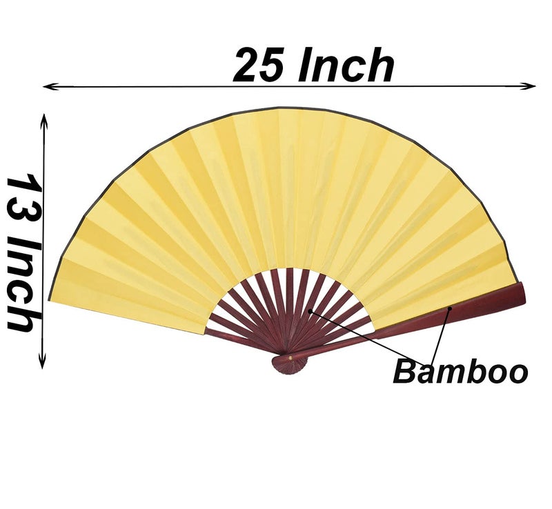 HONSHEN Chinese Fan Folding Fan Hand Fans with Traditional Chinese Arts 13inch (Yellow) - Image 2